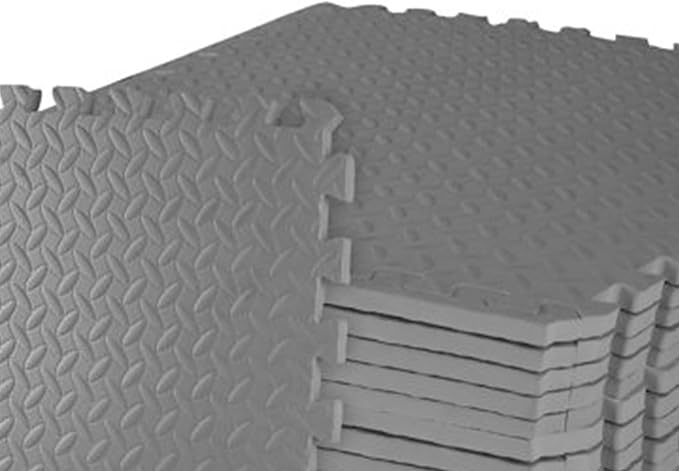 BalanceFrom Puzzle Exercise Mat 3/4' Thick, EVA Interlocking Foam Floor Tiles for Home Gym, Mat for Home Workout Equipment, Floor Padding for Kids, Gray, 24 in x 24 in x 3/4 in, 96 Sq Ft - 24 Tiles