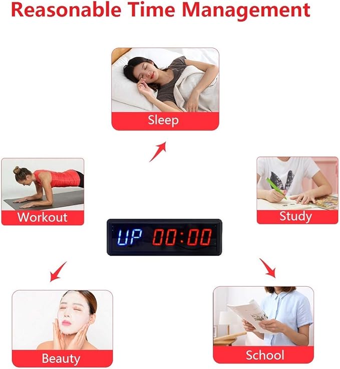 LED Interval Timer Count Down/Up Clock Stopwatch with Remote for Home Gym Fitness
