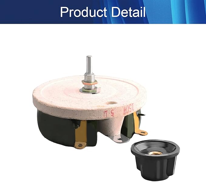 Jutagoss 150W 5 Ohm Rheostat, Wirewound Ceramic Potentiometer, Round Variable Sliding Resistor with Black Knob, Adjustable Resistor 1Pc