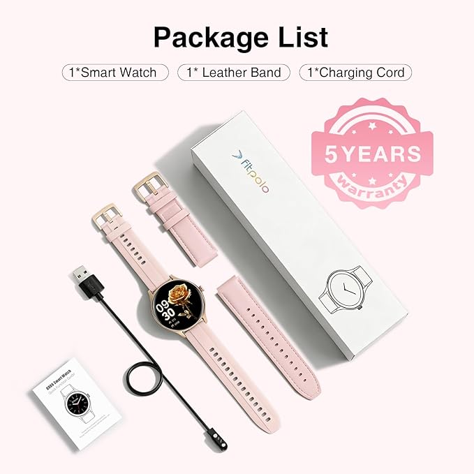 Smart Watch for Women Android iPhone, 1.27'' HD Fitness Tracker with Bluetooth Call & Answer, IP68 Waterproof, Heart Rate/SpO2/Sleep Monitor, Built-in AI Voice, 105+ Sports Modes (Pink)