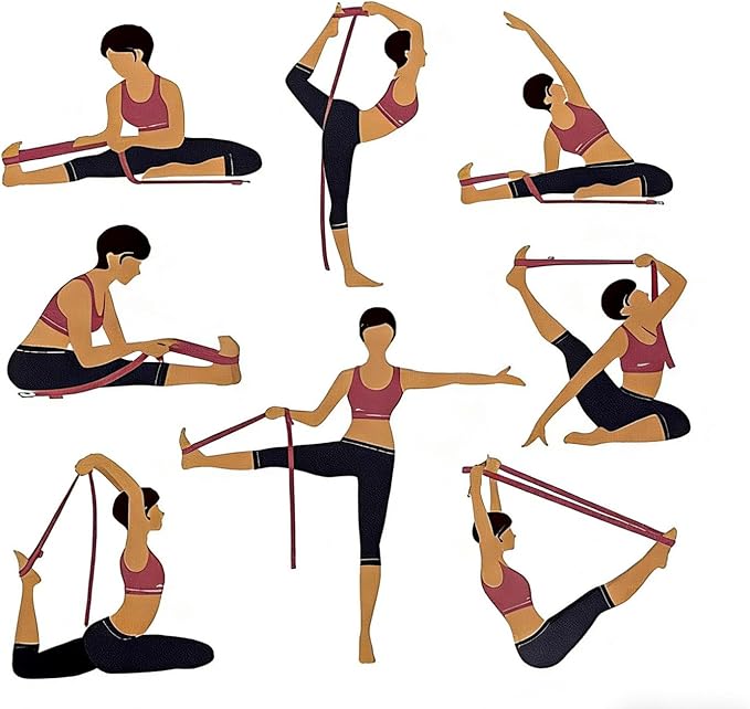 2-in-1 Non-Elastic Yoga Stretch Strap Set – 10-Loop Stretch Strap + 8 ft Yoga Strap with D-Ring, Durable Stretch Bands for Physical Therapy, Flexibility Training, Yoga, Pilates & Hamstring Stretching