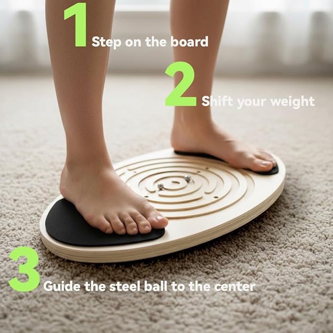 Balance Board with Maze for Kids & Adults – Rocker Wobble Disk Balance Board Game for Toddlers, Teens, Indoor Energy-Burning Play, Physical Therapy, Core Training & Coordination