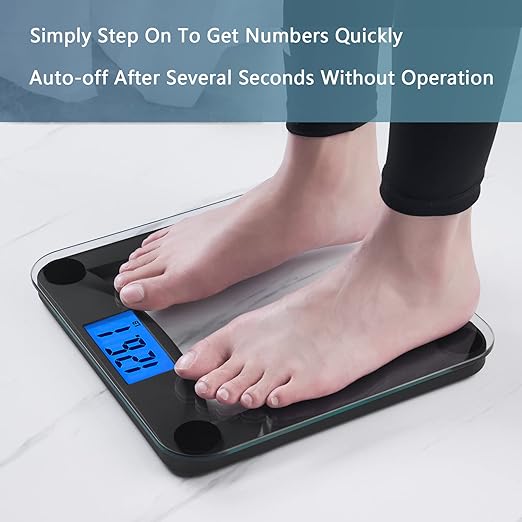 Vitafit Digital Bathroom Weight Scale for Body Weight, High Accuracy Assured by Weighing Professional Since 2001,Extra Large Blue Backlit LCD and Step-On, 400lb/182kg, Superb Black