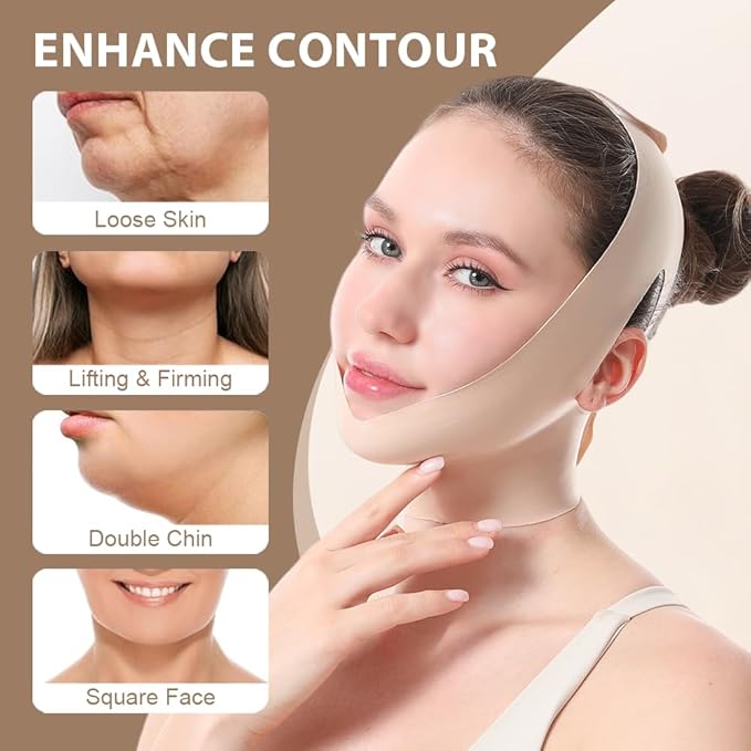 Face Strap Face Lift Belt, Comfortable VShaped Bandage Face Lift Band Face Outline Lifting Facial (Skin Color)