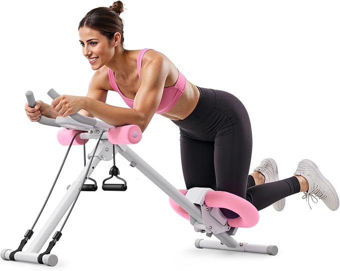 MERACH Ab Machine, Ab Workout Equipment, Adjustable Ab Trainer Machine for Abs Workout at Home Gym, Foldable, Knee Protection, Abdominal Trainer for Stomach Workout