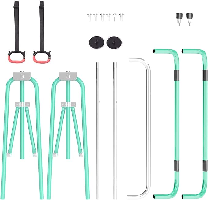 Gymnastics Bar for Kids with Gymnastics Rings, Height Adjustable Gymnastics Horizontal Bar, Foldable Bar Gymnastics Equipment for Home Room Indoor Outdoor Gym Practics, Gymnastic Bar