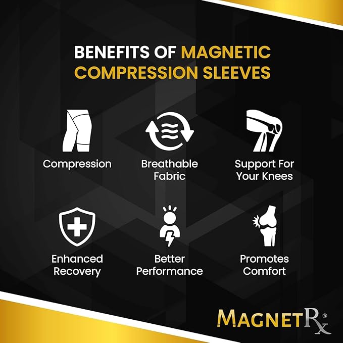 MagnetRX® Magnetic Knee Sleeve – (2-Pack) Effective Compression Knee Brace with Magnets for Knee Comfort & Recovery – Magnetic Knee Brace Support (Small)