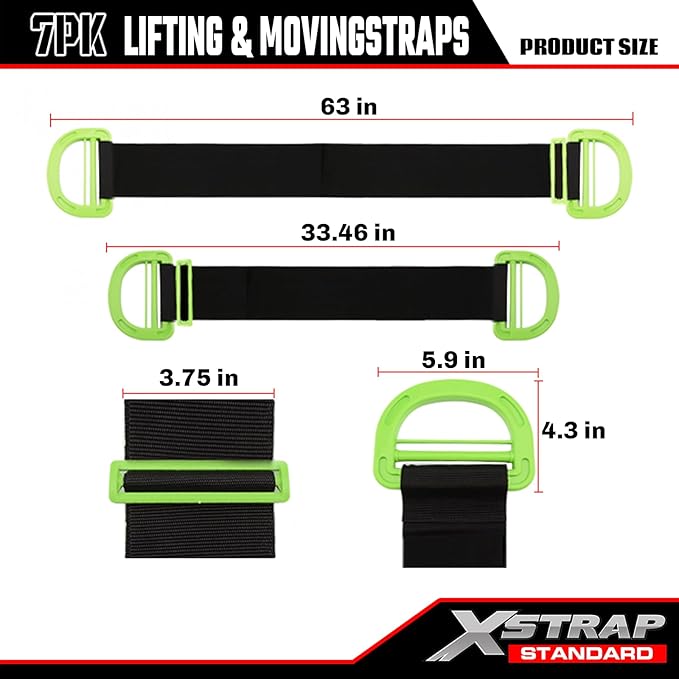 XSTRAP STANDARD Moving Straps Lifting System Kit Moving Strap with Non-Slip Silicone for 2-Person, Widen Handle Lifting Straps for 1-Person for House-Moving, Furniture, Appliances, Boxes