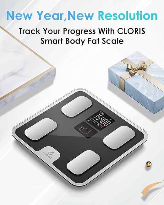 CLORIS Smart Scale for Body Weight Fat, Digital Bathroom Weighing Machine for Accurate BMI Muscle Mass Composition Health Analyzer with App Bluetooth