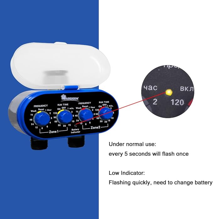 Watering Hose Sprinkler Timer Garden Irrigation System Controller Electronic Water Timer with Two Outlets Color Blue
