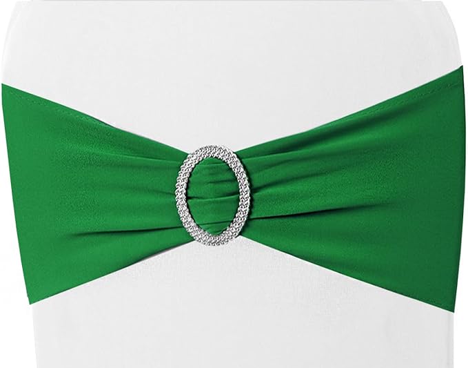 Emerald Green Chair Sashes 50 Pack Spandex Green Chair Bands Ties for Christmas Party Events Banquet Decor, Chairs Bows for Wedding