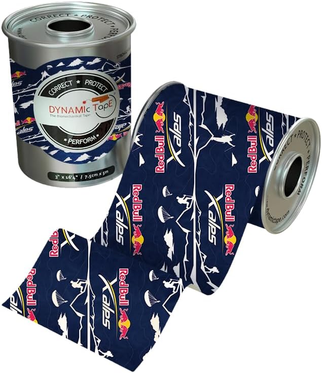 Dynamic Tape Red Bull X-Alps Edition Biomechanical Athletic Tape | 4 Way Stretch & Stronger Recoil than Kinesiology Tape | Designed for Sports, Muscle & Joint Load Management | Recycled | 3" (4 Rolls)