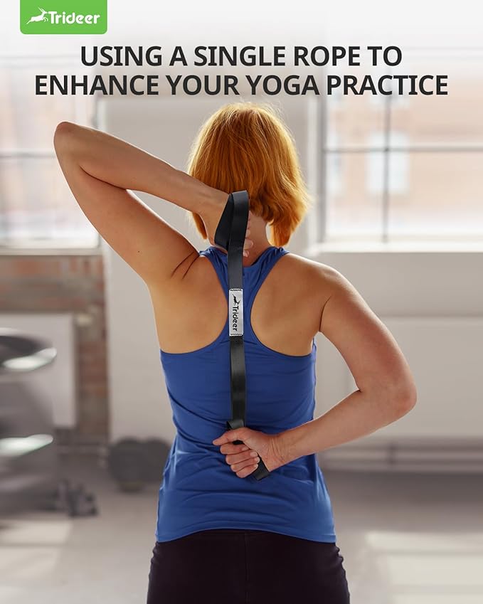 Trideer Non-Elastic Stretching Strap with Loops for Physical Therapy & Rehab, Knee Hip Leg ROM Post-Surgery, Yoga Strap for Stretching, Leg Lifter Strap Mobility Aid, Hamstring Calf Back