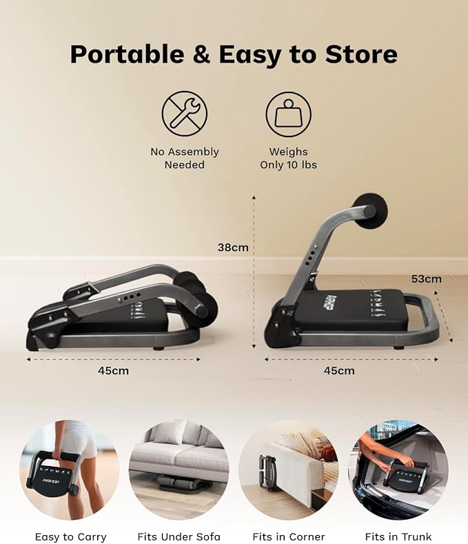 AIRHOP Ab Machine for Stomach Workout, Abs Workout Equipment for Sit Up Exercise, 4-Speed Adjustable Ab Trainer Machine with Automatic Rebound, Home Gym Abdominal Exercise Equipment for All Ages