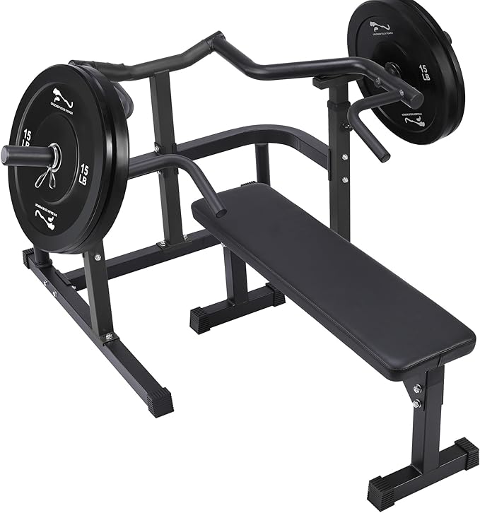 GarveeLife Chest Press Machine with Adjustable Flat Bench,Versatile Bench Press Rack for Home Gym,Bench Press Machine with Independent Converging Arms,Heavy-Duty Steel Structure with Smooth Bearings