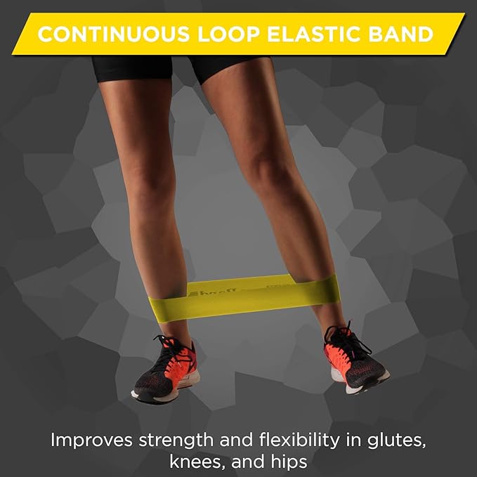 THERABAND Resistance Band Loop, Professional Latex Mini Band for Lower Pilates, Crossfit, Yoga, Stretching, Physical Therapy, Strength Training without Weights, 12 Inch, Yellow, Thin, Beginner Level 1