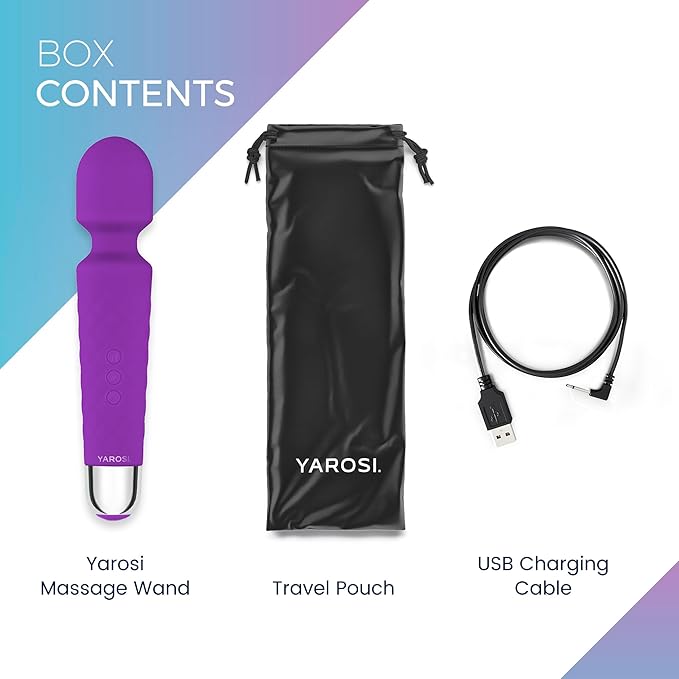 Yarosi Vibrator Wand Massager Strongest Massage Vibrating Power - Best Rated for Travel Gift - Magic Stress Away - Perfect for Muscle Aches and Sports Recovery - USB - Purple