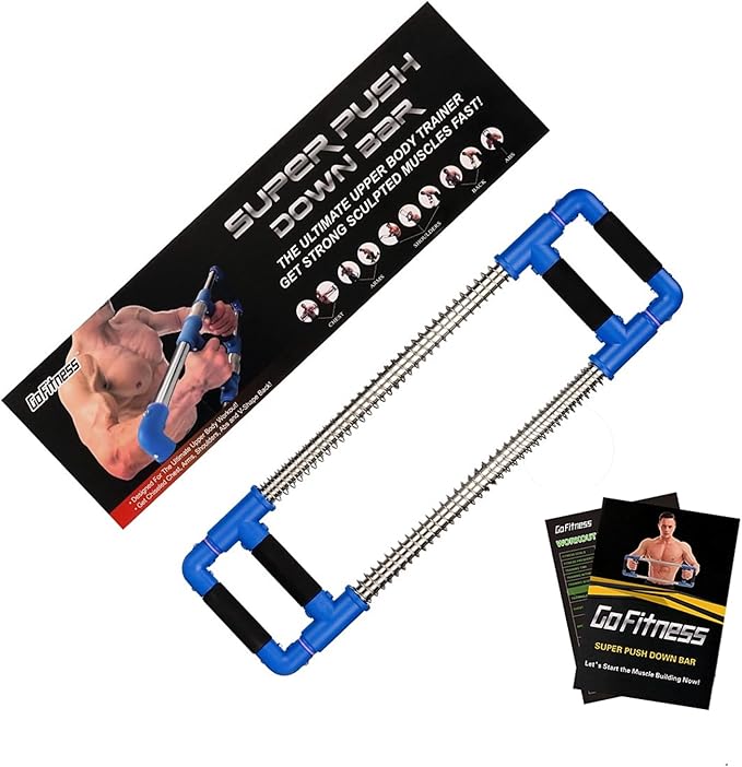 GoFitness Push Down Bar Machine - Chest Expander at Home Workout Equipment for Chest, Arm, Shoulder, Abs and Back - Portable Upper Body Trainer for Home, Travel or Outdoors
