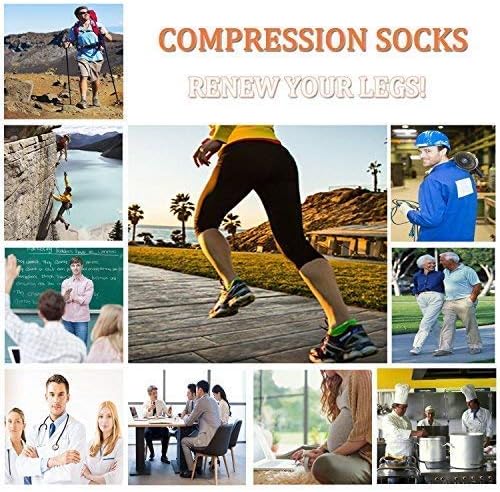 Copper Compression Socks Women and Men 6 Pairs - Circulation Arch Support Plantar Fasciitis Running Ankle Socks