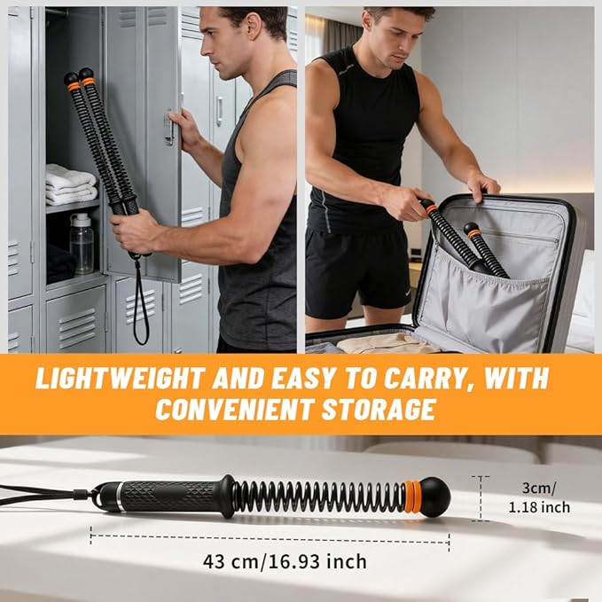 Weighted Cordless Battle Ropes - Portable Ropeless Training Ropes with Adjustable Resistance for Home Gym, Indoor HIIT Workouts, Full Body Strength & Cardio Exercise Equipment for Men Women (2-Pack, 3 lbs)
