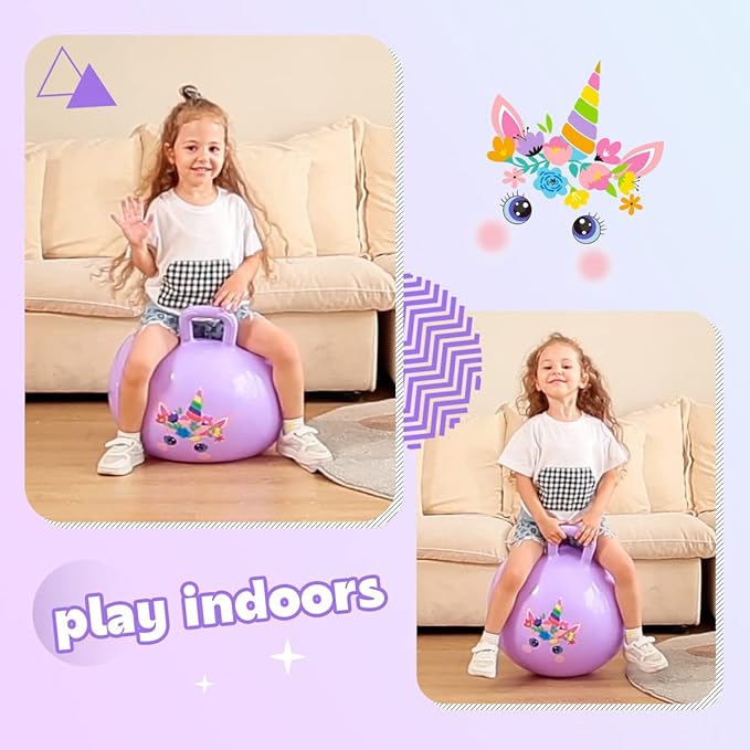 PlayZap Hopper Balls for Kids 3-8, 18 Inches Bouncy Ball with Handle, 18" Inflatable Bouncing Hopper, 45cm Jumping Toys, Garden Hopping Toys Girls Boys Gifts (Light Purple)
