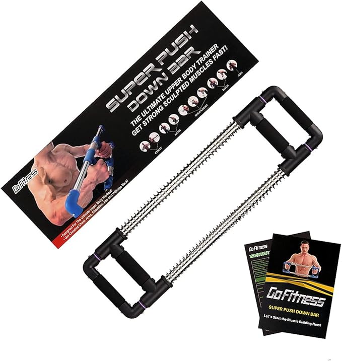 GoFitness Push Down Bar Machine - Chest Expander at Home Workout Equipment for Chest, Arm, Shoulder, Abs and Back - Portable Upper Body Trainer for Home, Travel or Outdoors