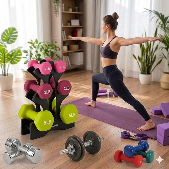 Dumbbell Rack Stand - 3 Tier Compact Weight Storage Organizer for Small Hand Weights, Neoprene & Vinyl Dumbbells - Portable Heavy Duty PP Plastic Weight Holder for Home Gym, Office, Exercise,9x8.8x3.3in (Dumbbells Not Included)