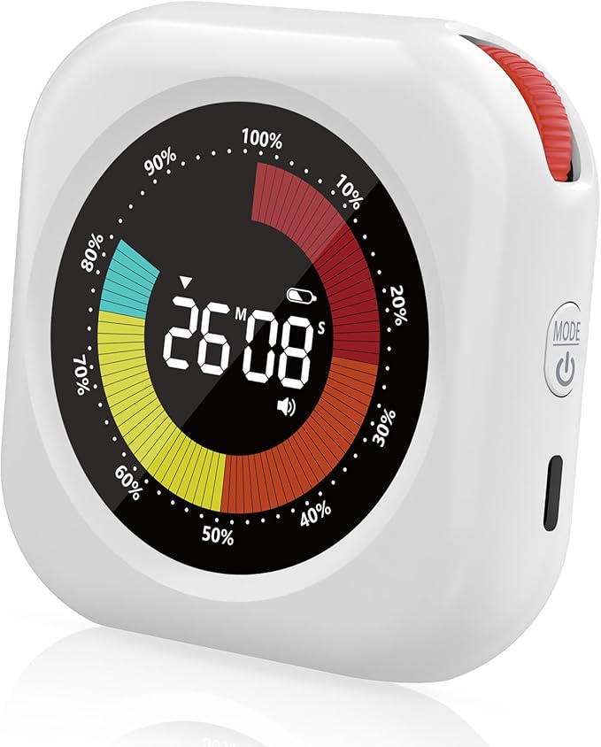 PERSUPER Visual Timer for Kids, 10 Hours Countdown/Up, with Rechargeable, 3 Volume Levels, 3 Brightness Display, and Magnetic, Homeschool Study Tool, Large Digital Timers for Classroom, Kitchen