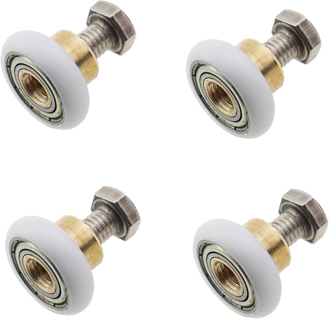 6PCS Diameter 19mm Bathroom Sliding Glass Door Pulley with Screws Shower Gate Rollers Replacement Nylon Wheel and Copper Arbor