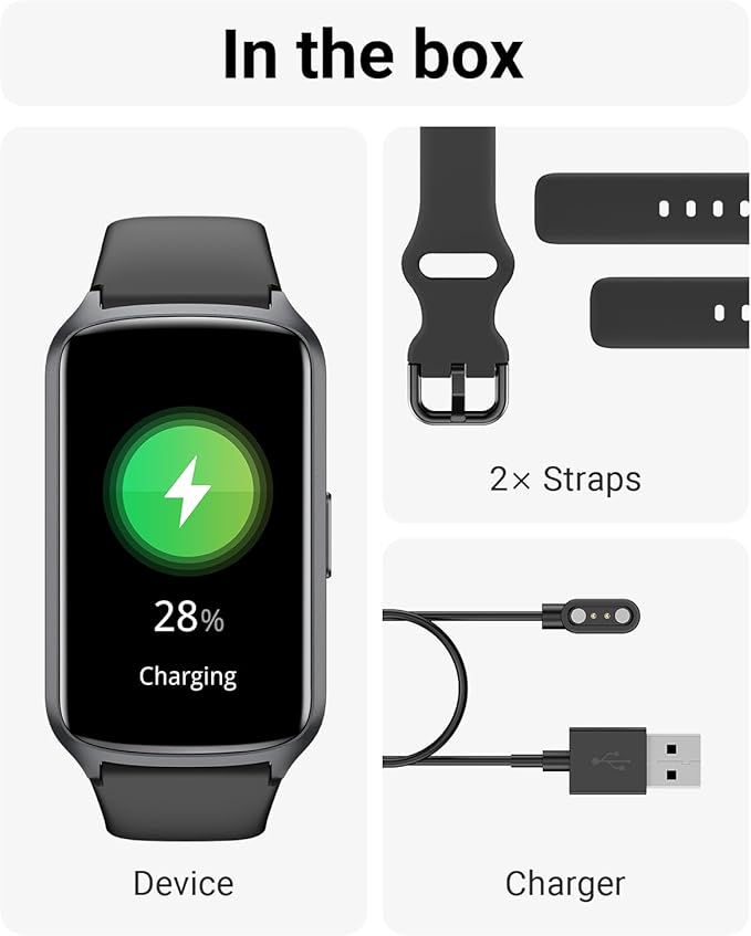 Amzhero Health Fitness Tracker with 24/7 Heart Rate, Blood Oxygen, Blood Pressure, Sleep Tracker, 5ATM Waterproof Activity Trackers with Step Tracker, Pedometer (S & L Bands Included)