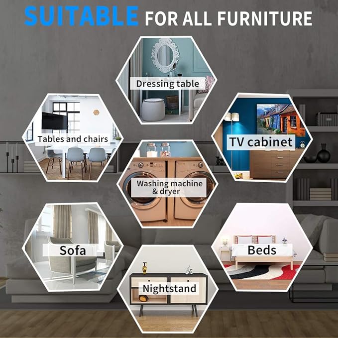 5" Furniture Sliders, 2-in-1 Furniture Movers Sliders with Hardwood Socks, 4+4 Pack - 4 Furniture Sliders for Carpet and 4 Hardwood Socks, Move Your Furniture Easily!