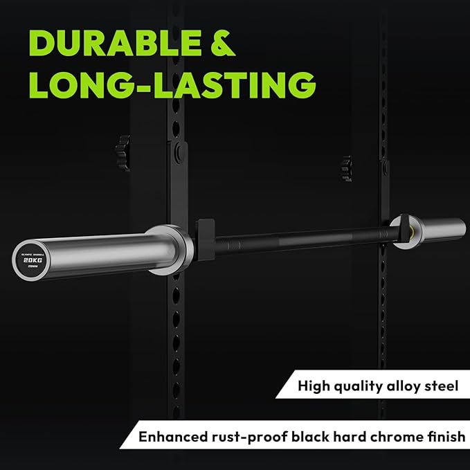 Olympic Barbell, 45lb 2-inch Weight Bar for Bench Press, 7ft Olympic Power Bar, 1000 lb/1500 lb High-Capacity, Hard Chrome, Knurled Grip, Strength Training Deadlift Weightlifting Squat