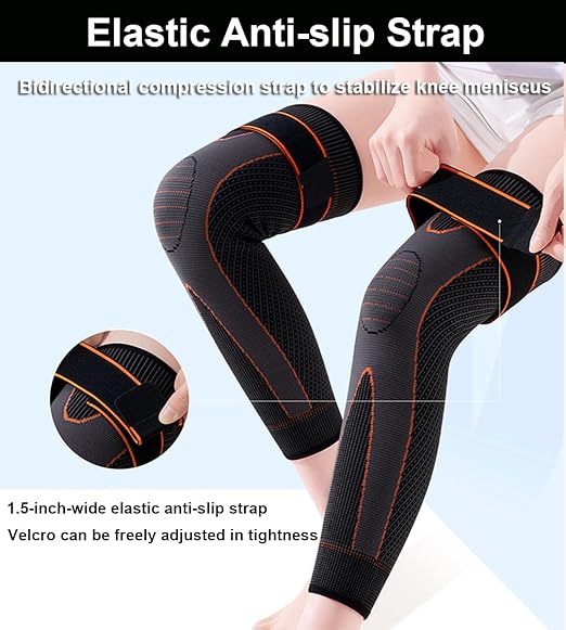 2 Pack Knee Wraps for Pain Relief, Knee Wrap Knee Compression Sleeve Knee Sleeves for Women Men Compression Knee Brace, Knee Band for Knee Pain Relief, Knee Brace for Arthritis Pain and Support (Orange, XX-Large)