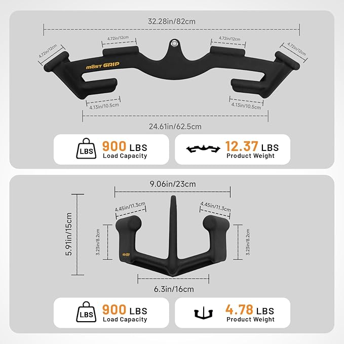 LAT Pull Down Bars Set, Triangular Stability LAT Pulldown Attachments with 8 Ergonomic Handles for Whole Back Training, Non-Slip Cable Machine Attachment for Gym Home Workout