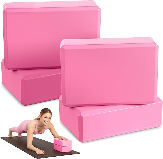 4 Pcs Yoga Blocks 9 x 6 x 3.15 Inch Eva Foam Lightweight Non Slip Yoga Props Firm and Supportive for Yoga Pilates Stretching Meditation