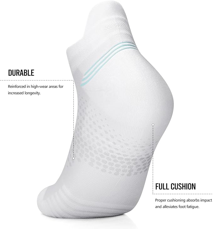 PAPLUS Ankle Compression Socks for Women 6 Pairs, Running Socks with Heel Tab, Cushioned Low Cut Athletic Socks