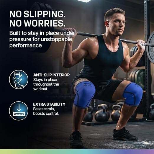 Modvel 7mm Neoprene Knee Sleeves for Men & Women Weightlifting & Powerlifting – Compression Knee Sleeve Support for Squats, Gym, Training – USPA, IPL Approved – Small Blue (Pair)