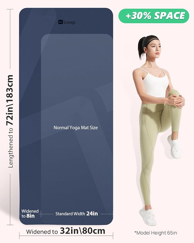 KEEP Yoga Mat - Premium 7mm Thick Exercise Mat, Anti-Tear 32'' Extra Wide Fitness Mat with Strap for Men & Women, Non Slip Pilates Mat for Home Yoga, Pilates, Gym, Stretching, Floor & Fitness Workouts