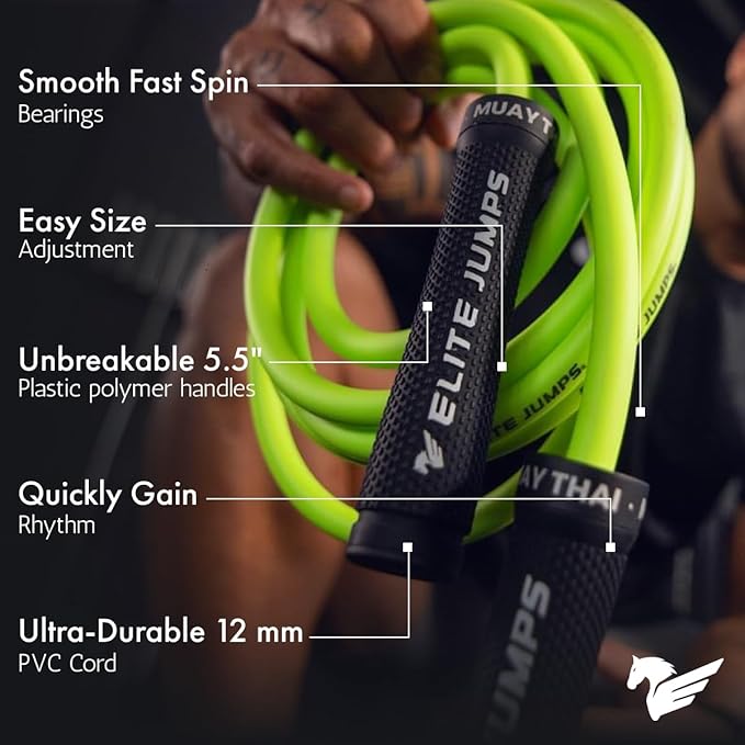 Muay Thai 3.0 Weighted Jump Rope for Men & Women - Professionally Designed for High-Intensity Training | Muay Thai, MMA & Fitness Jump Rope - Full Body Workout Weighted Rope