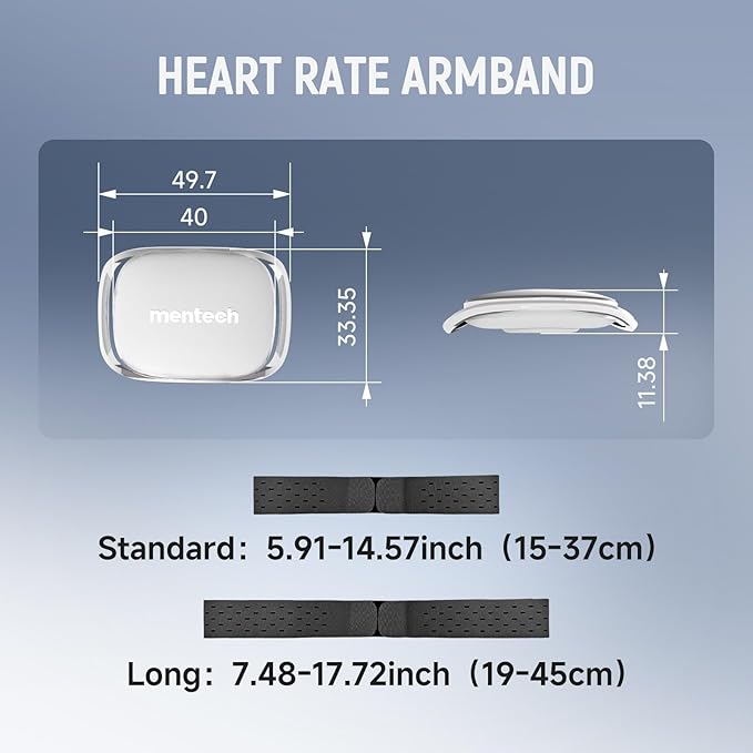 ANT+ Bluetooth Heart Rate Monitor, Portable Arm Heart Rate Monitor, 140 Hours Battery Life, Real Time Monitoring, Custom Interval, Waterproof, Use for Running Cycling Gym, ect (Long)