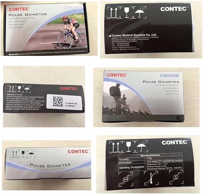 CONTEC LED CMS50M Pulse Oximeter,SpO2 and PR Value Waveform Blood Oxygen, Neck/Wrist Cord