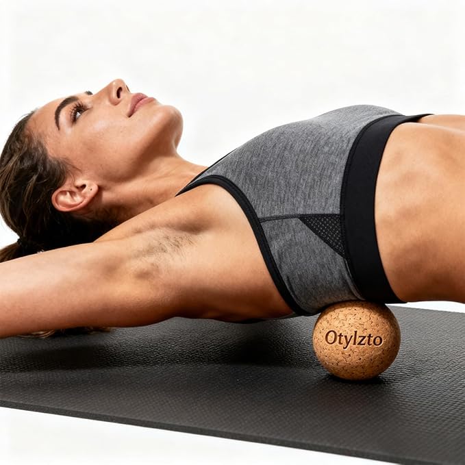 2Pcs Massage Lacrosse Balls Natura Cork for Myofascial Release, Trigger Point Therapy, Muscle Knots, and Yoga Deep Tissu Therapy