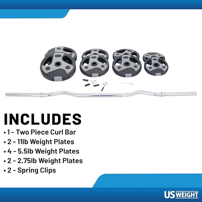 US Weight Weight Set for Home Gym - Barbell, Curl Bar or Multi-Use Options - Various Weight Options