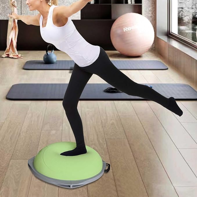 workout equipment for home,boso balancing ball,half ball balance trainer,core training equipment, 27.5 inch Yoga Exercise Ball for Home Gym Core Training Anti-Skid Surface (Green Heart-27.5'')