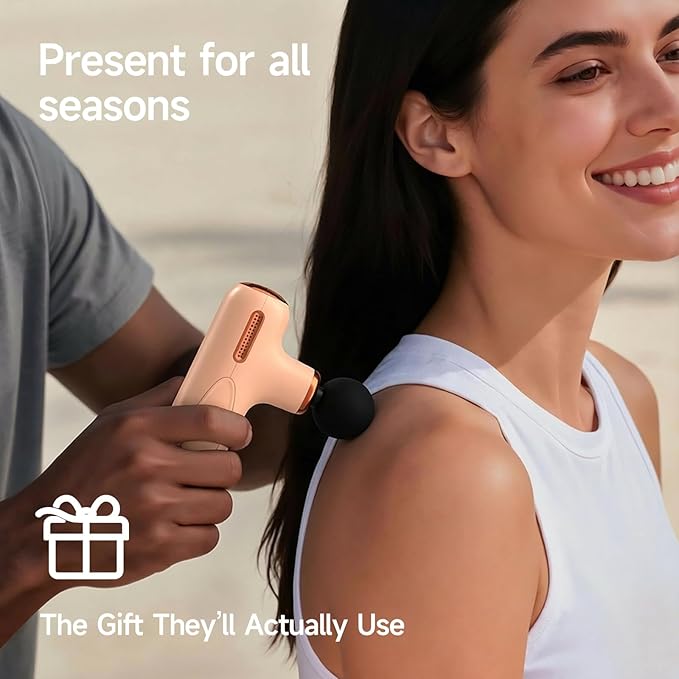 Super Mini Massage Gun Deep Tissue, Portable Handheld Muscle Massager with 5 Speed & 4 Heads for Athletes, Men & Women Muscle Recovery, Percussion Massager Quiet for Home, Gym, Office, Travel, Cream