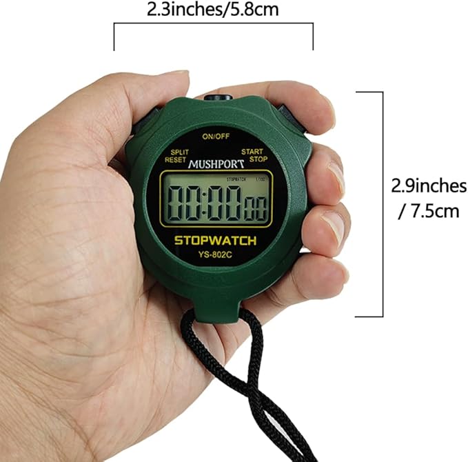 Stopwatch Timer Only Stopwatch Mode, ON/Off Silent Large Display Simple Operation, Without Clock Date Countdown, Digital Stop Watch for Sports Kids Coaches, Green
