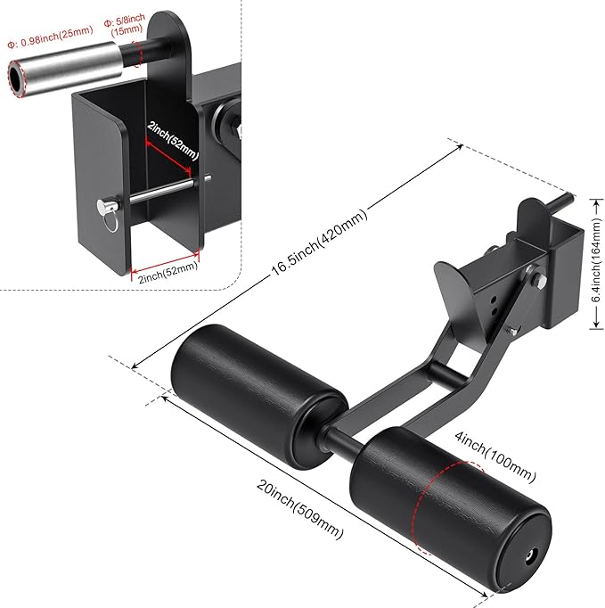 SELEWARE Squat Rack Attachment, Y-Shaped Dip Bar Attachment, Nordic Hamstring Curl Attachment and Lever Arms for 2x2 or 3x3 Power Rack with 5/8" or 1" Hole, Power Cage Accessories for Home Gym