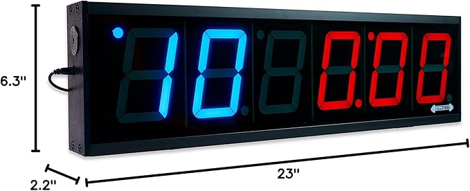Flex Timer - Gym Edition - Bluetooth App-Controlled Wall Mounted 23" LED Gym Clock with Large 4.0" Digits for Crossfit, Tabata, HIIT, EMOM, MMA, Boxing, Interval Training, Circuits, Workouts