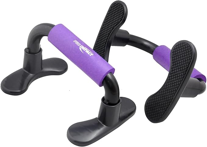 Pro Impact Push Up Handles with Non-Slip Foam Grips - Portable, Durable, Lightweight Push-Up Bars for Home Gym, Strength Training, Core Exercises, Dips, V-Sits, Shoulders & Back Workout