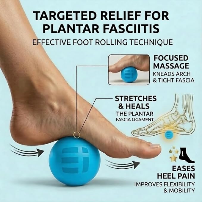 Massage Lacrosse Balls for Myofascial Release - Trigger Point Therapy Ball Set for Deep Tissue Relief - Foot Massage Ball Roller for Plantar Fasciitis - 4 Pack (Electric Blue)